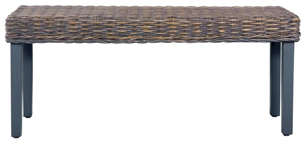 Banco 110cm vime Kubu natural e madeira mangueira maciça cinza