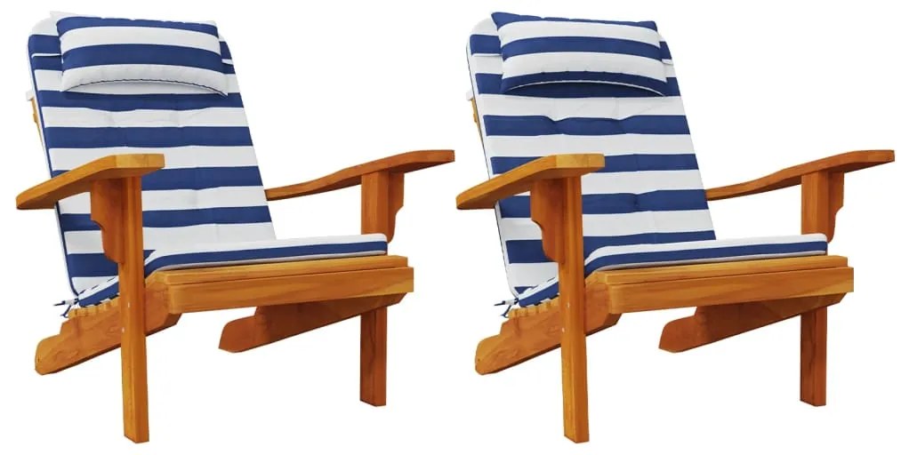 Almofadões p/ cadeira adirondack 2pcs tecido oxford azul/branco