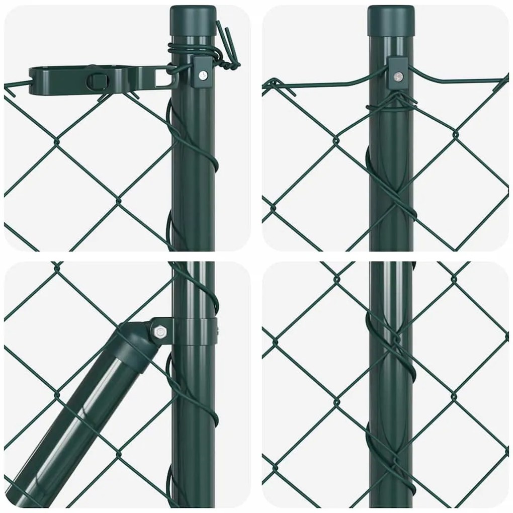 Conjunto de Postes de Cerca Verde 0.8 x 25 m Aço Galvanizado