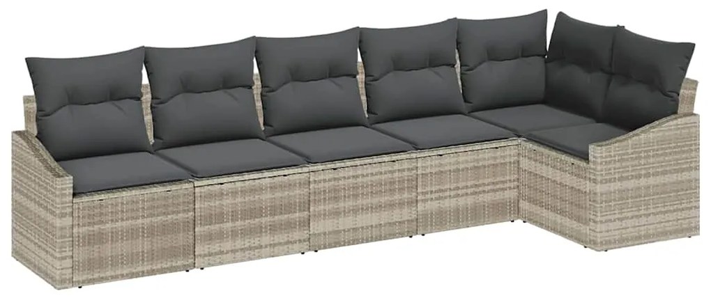 Conjunto de Sofá de Jardim 6 Peças com Almofadas Cinza Claro de Rattan