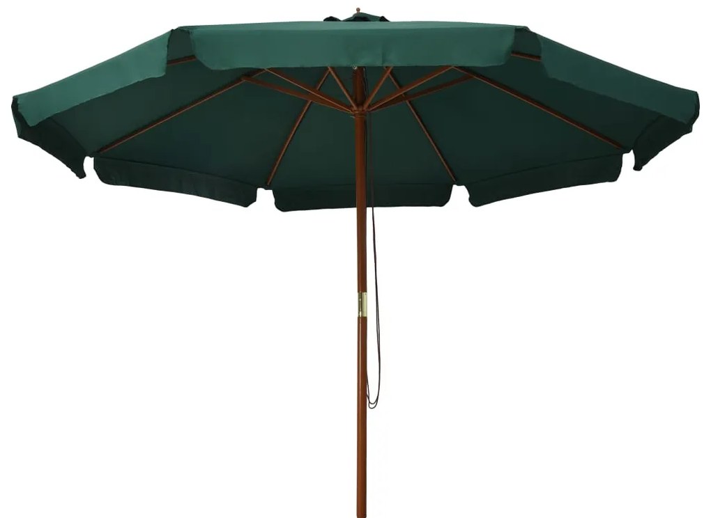 Guarda-sol de exterior com poste em madeira 330 cm verde