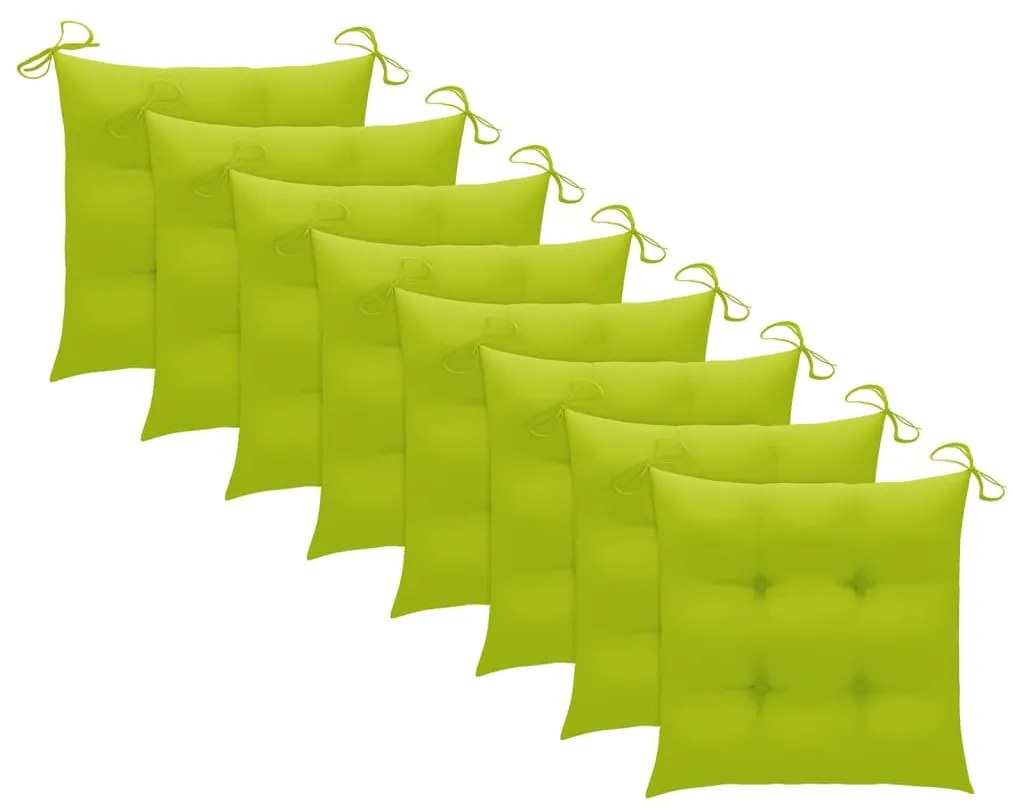 Cadeiras de jardim 8 pcs c/ almofadões madeira de teca maciça