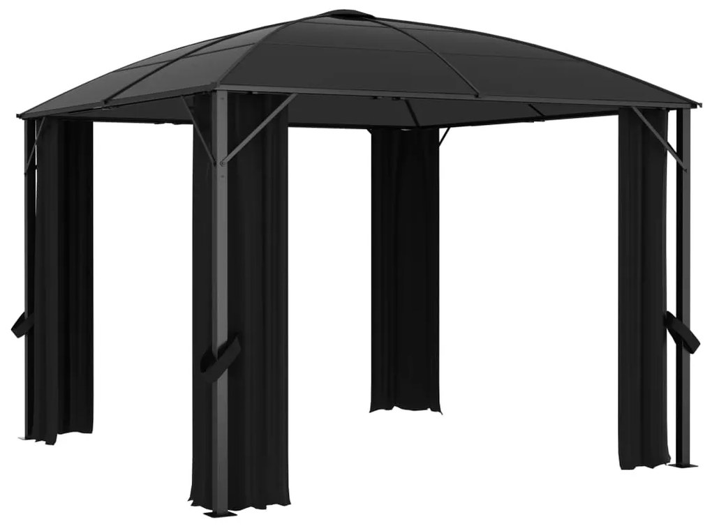 Gazebo com cortinas 300x300x265 cm antracite
