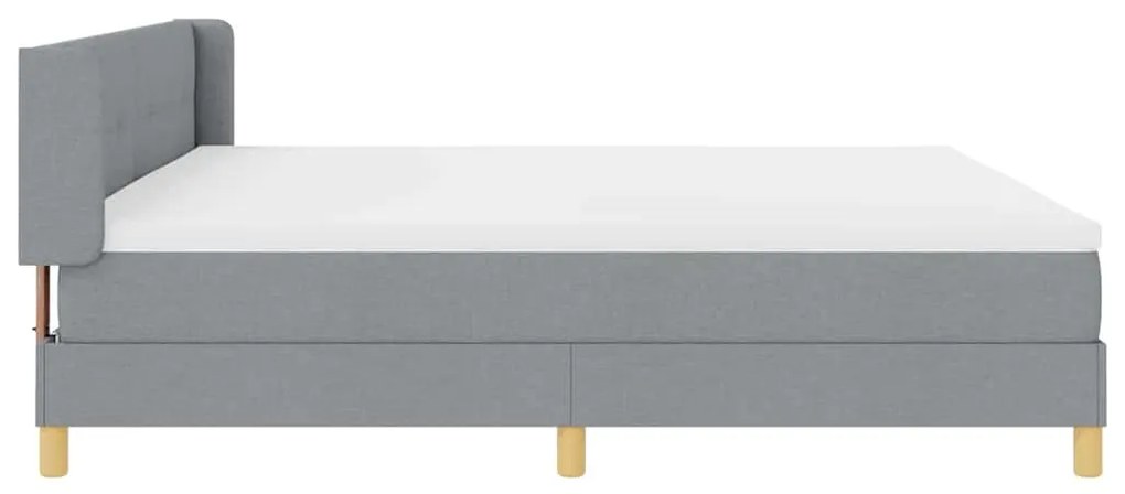 Cama Box com Colchão Cinza Claro - 200 x 200 cm de Tecido