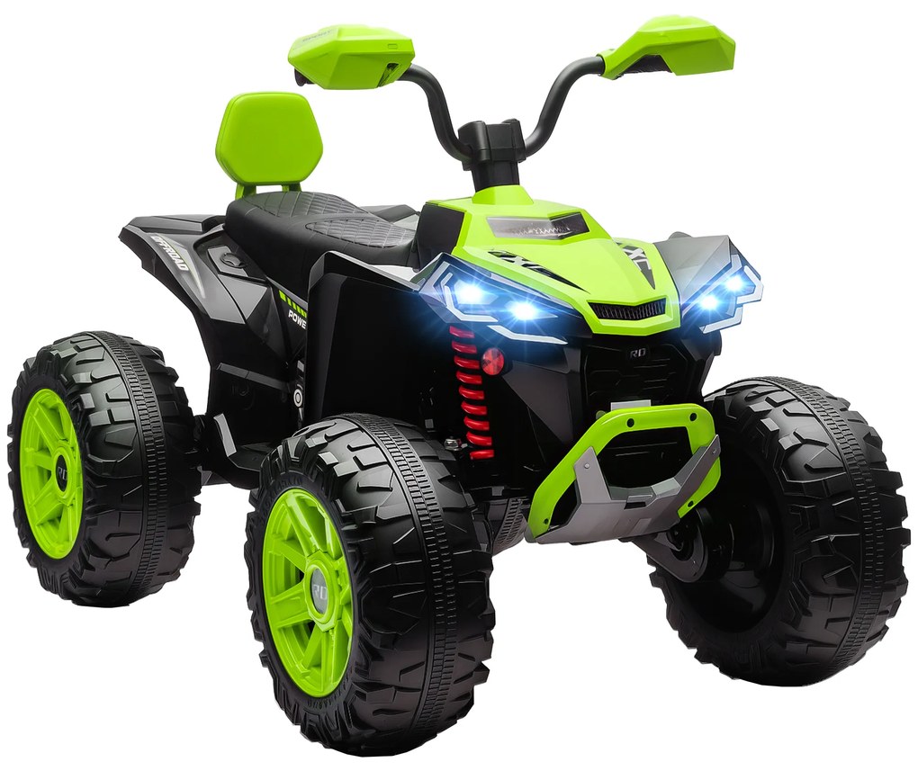 AIYAPLAY Quadricilo Elétrico para Crianças 24V com 2 Lugares 2 Motores Velocidade até 6,5 km/h Faróis Buzina Música e USB 109x68,5x76 cm Verde | Aosom Portugal