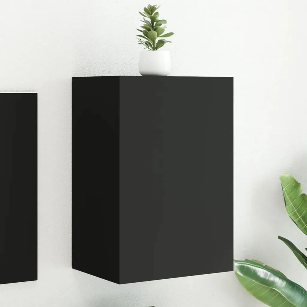 vidaXL Móvel de parede p/ TV 40,5x30x60 cm derivados de madeira preto