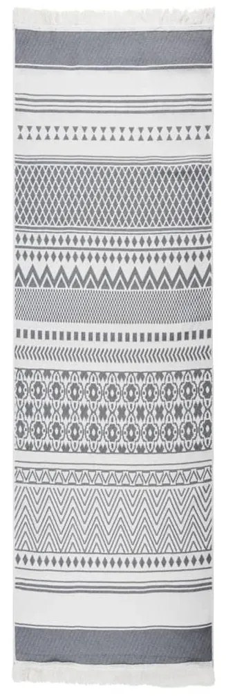 vidaXL Tapete 80x300 cm algodão cinzento e branco