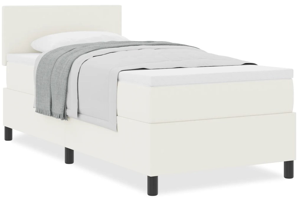 Cama Box com Colchão Creme 80x200 cm Tecido de Veludo Cotelê