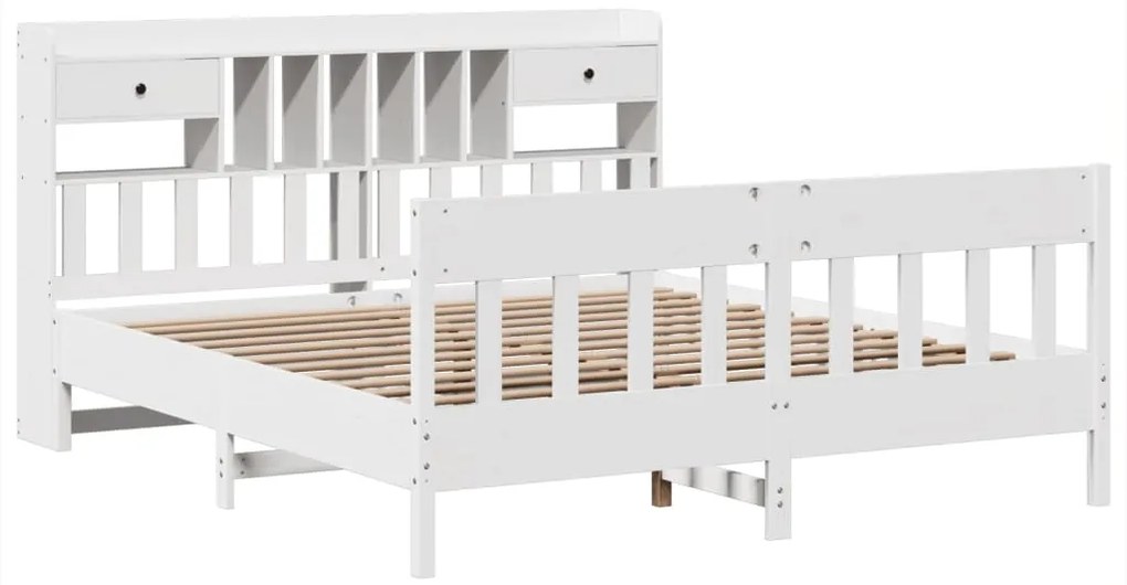 Cama sem colchão 180x200 cm madeira de pinho maciça branco