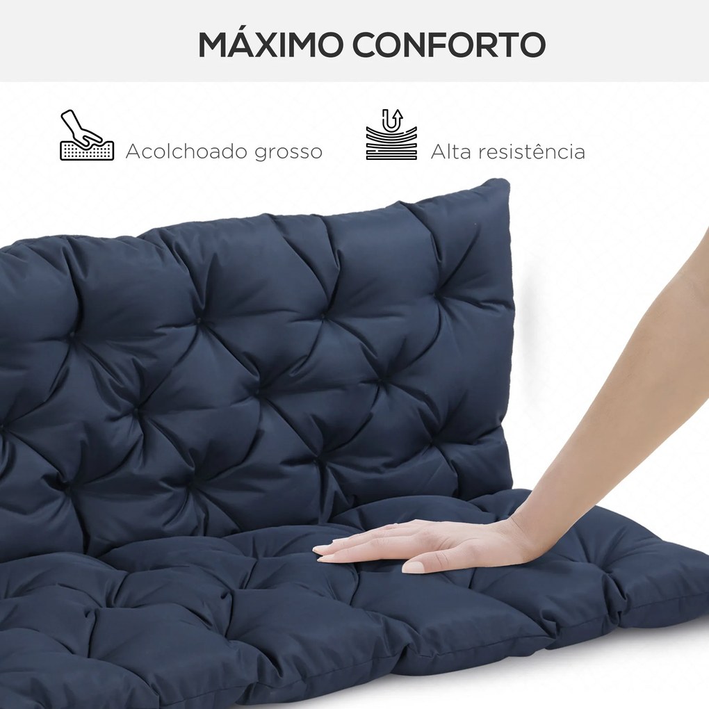 Almofada para Banco com Encosto 150x98x8cm Almofada de Banco de 3 Luga