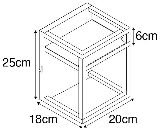 Candeeiro de parede industrial preto com prateleira - Cage Rack
