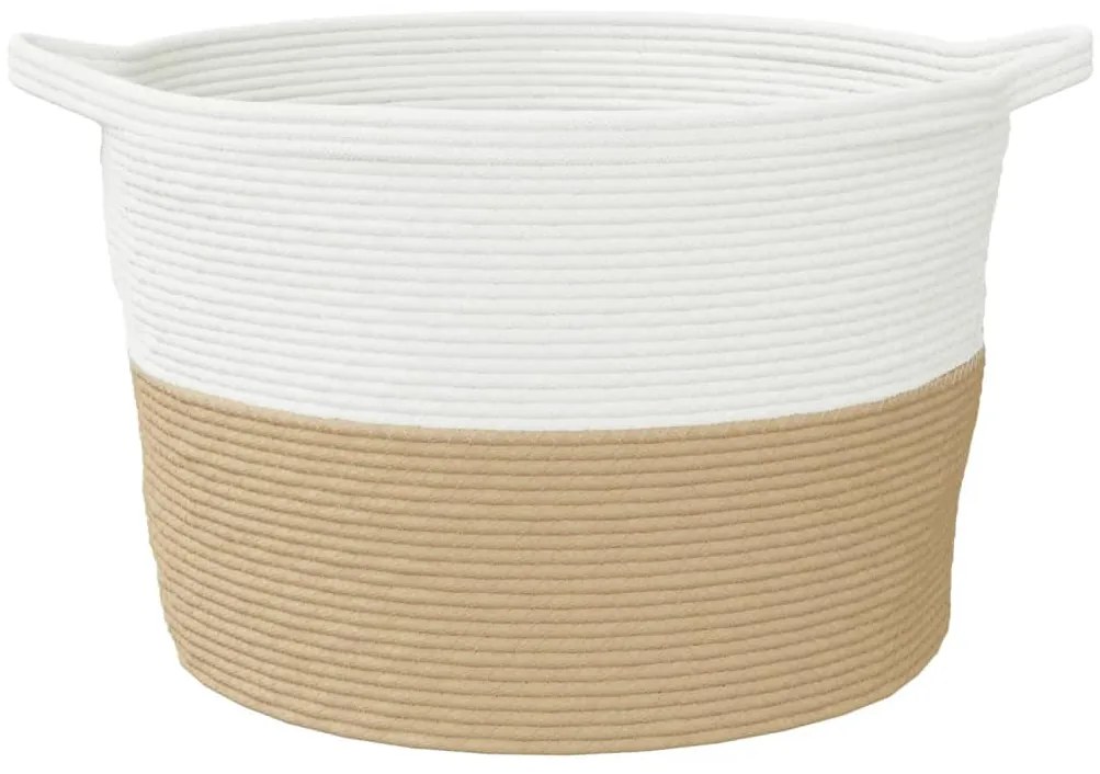 Cesto de arrumação Ø60x36 cm algodão bege e branco