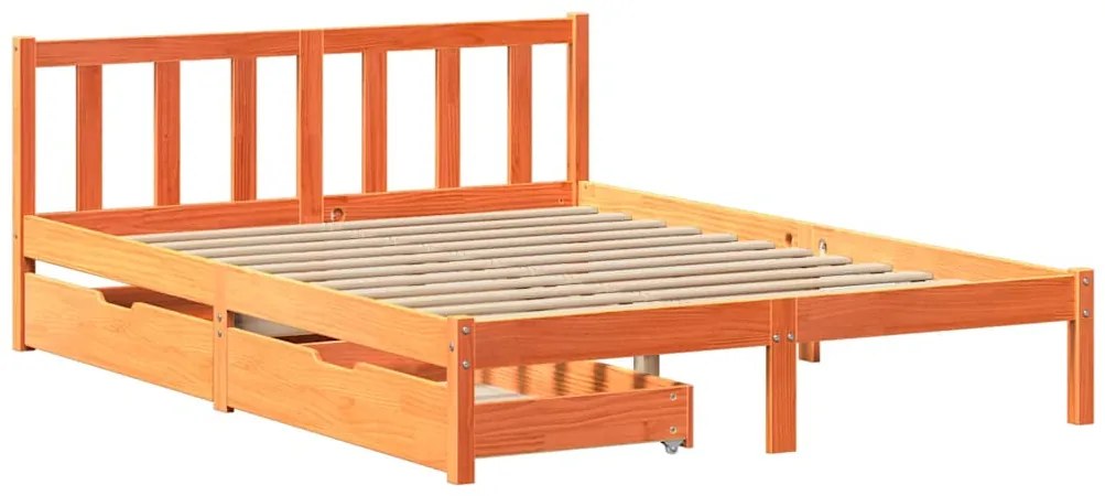 Cama sem colchão 160x200 cm madeira pinho maciço castanho-mel
