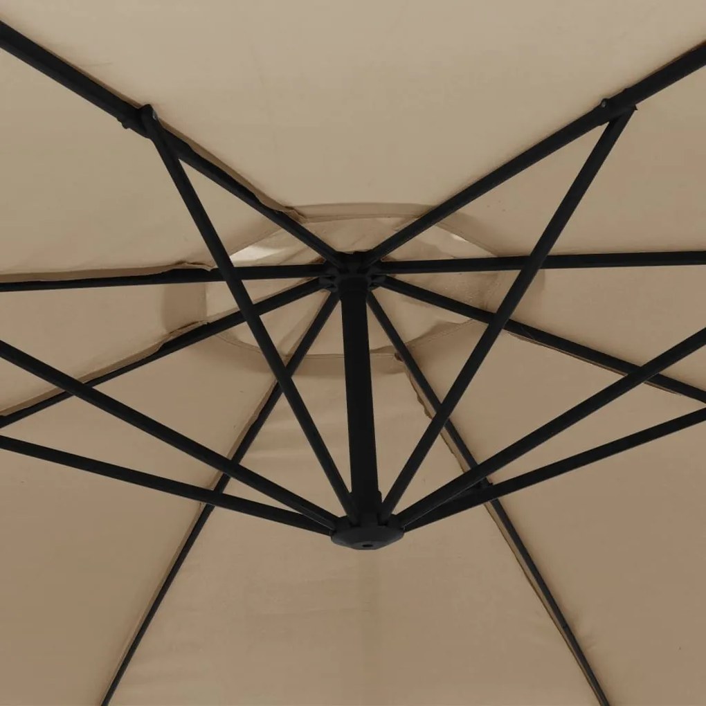 Guarda-sol cantilever c/ poste alumínio 350cm cinza-acastanhado