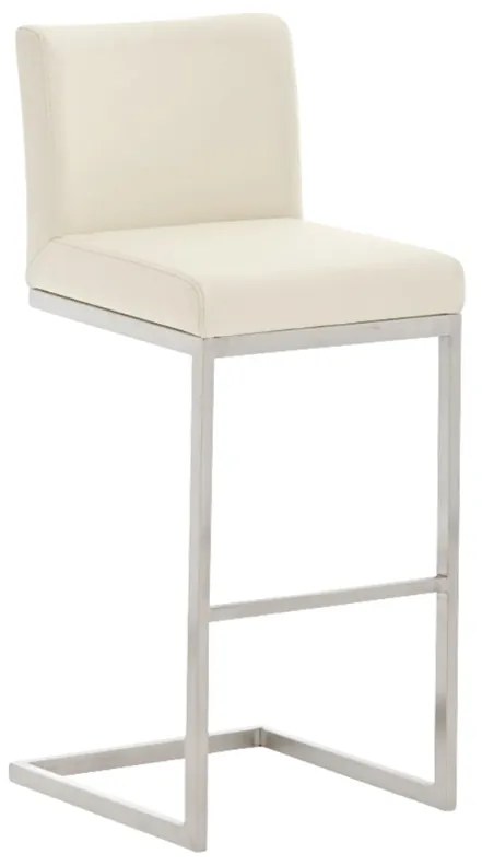 Banco de bar Paros em couro sintético 42 x 104 x 48 cm Creme