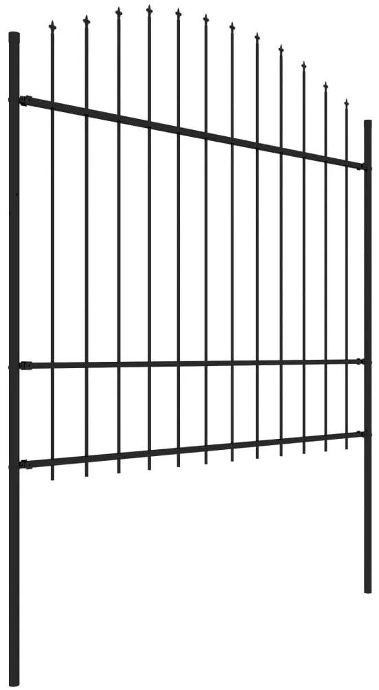 Cerca de jardim com topo em lanças (1,5-1,75)x13,6 m aço preto