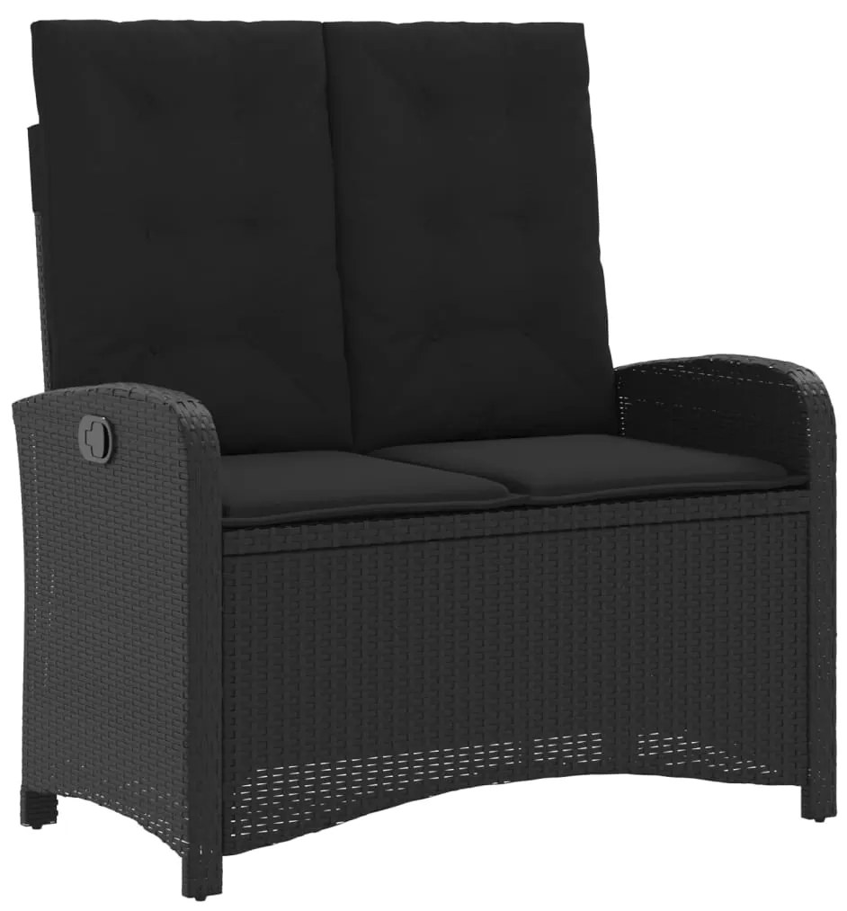 4 pcs conjunto de jardim p/ jardim c/ almofadões vime PE preto