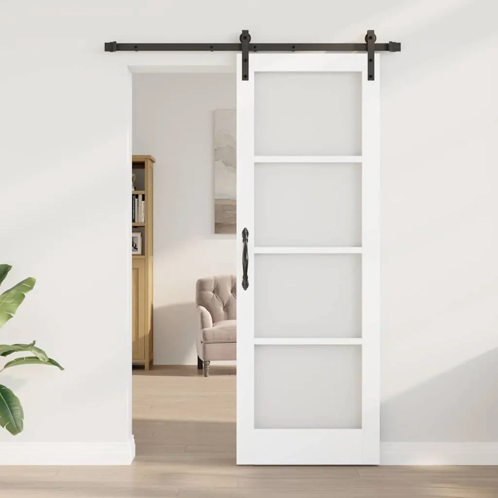 Porta Deslizante vidaXL com Conjunto de Ferragens 'ORKDAL'Branca 73,5x