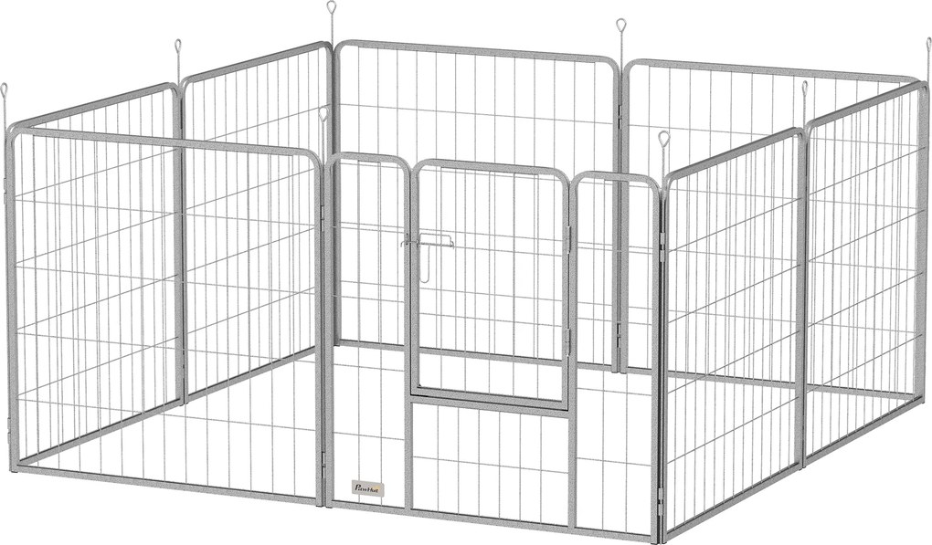 Parque para cães, recinto para cães com 8 painéis 80 cm de altura, modular e dobrável, em aço, com porta, para cachorros, para interior e exterior, pr