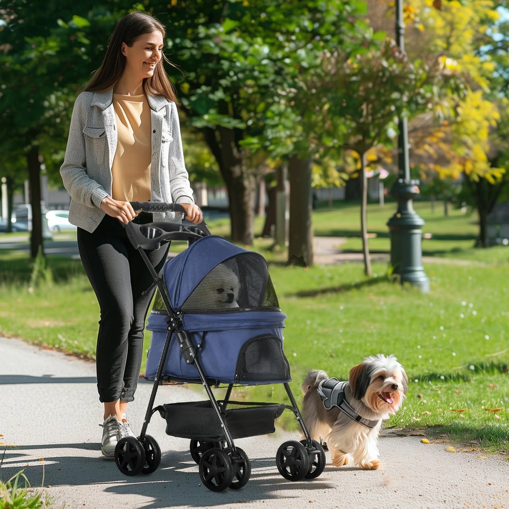 PawHut Carrinho para Cães Dobrável Carrinho para Cães Pequenos com Rod