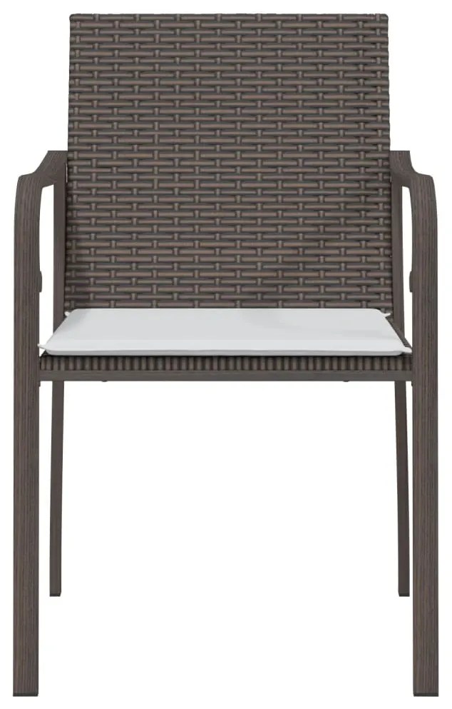 Cadeiras jardim c/ almofadões 2pcs 56x59x84 cm vime PE castanho