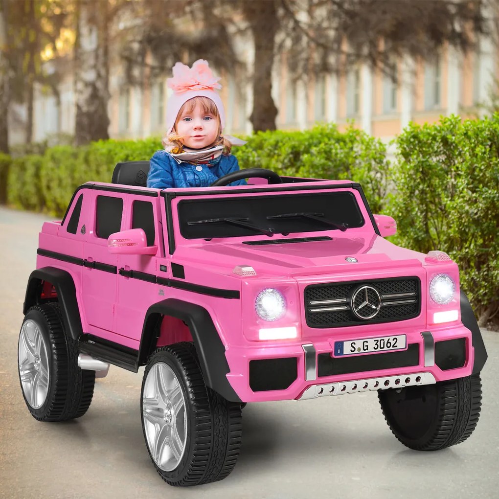 Carro elétrico Mercedes Benz Maybach para crianças de 3 a 8 anos de idade bateria 12V Jeep com controlo parental 2 portas Rosa