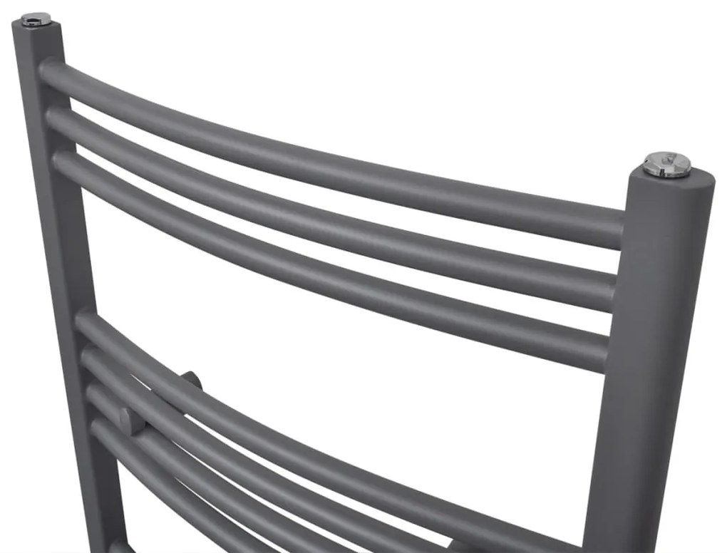 Aquecedor toalhas casa de banho curvo 480 x 480 mm cinzento