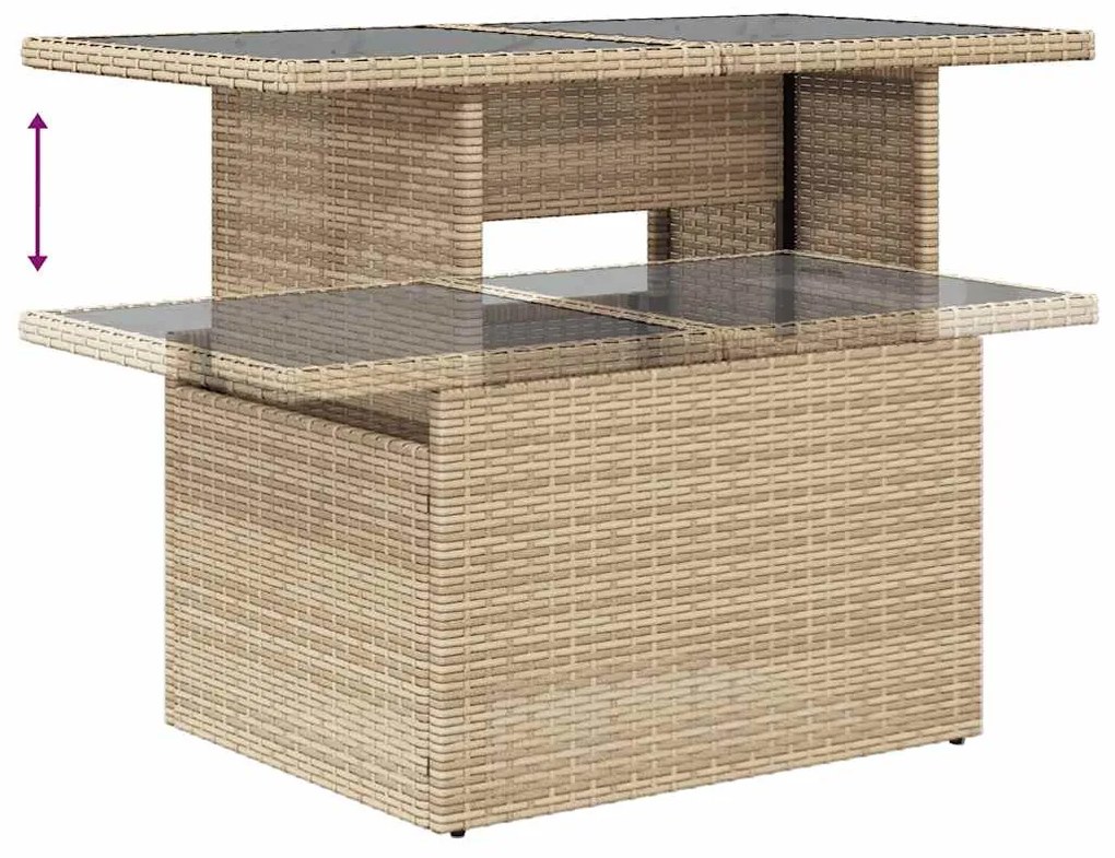 8 pcs conjunto de sofás p/ jardim com almofadões vime PE bege