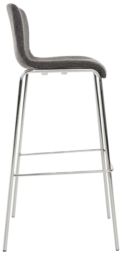 Conjunto de 2 bancos de bar Hoover em tecido e com estrutura cromada 43 x 100 x 48 cm Cinzento