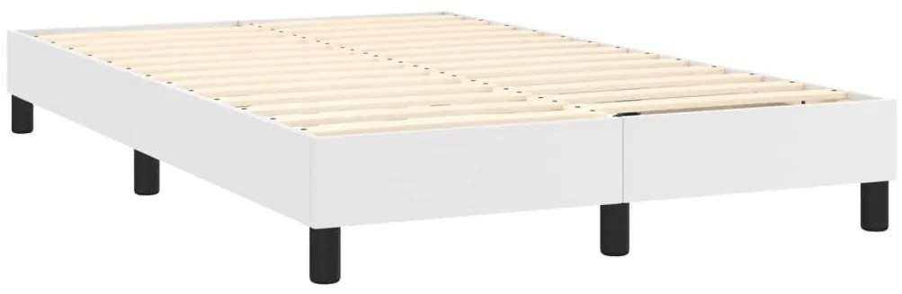 Cama com molas/colchão 120x200 cm couro artificial branco