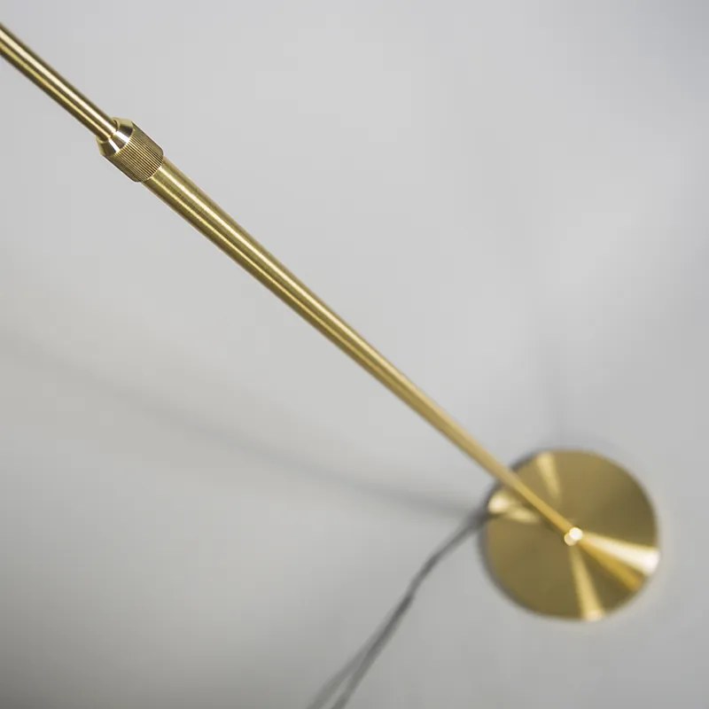Candeeiro de pé dourado/latão com abajur preto 45 cm ajustável - Parte Clássico / Antigo