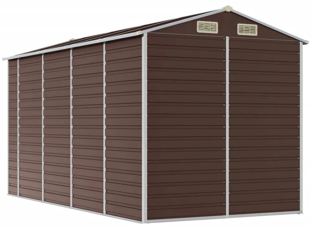 Abrigo de jardim 191x385x198 cm aço galvanizado castanho
