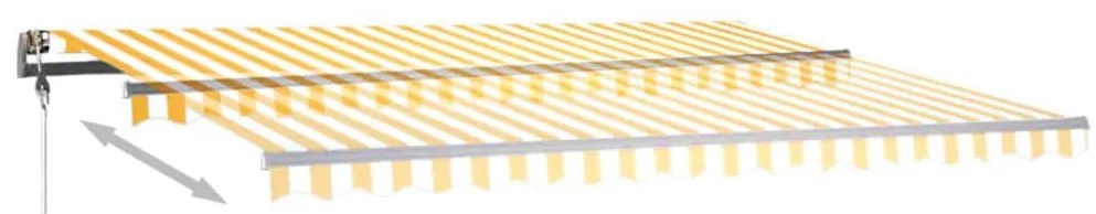 Toldo retrátil manual com LED 400x350 cm amarelo e branco