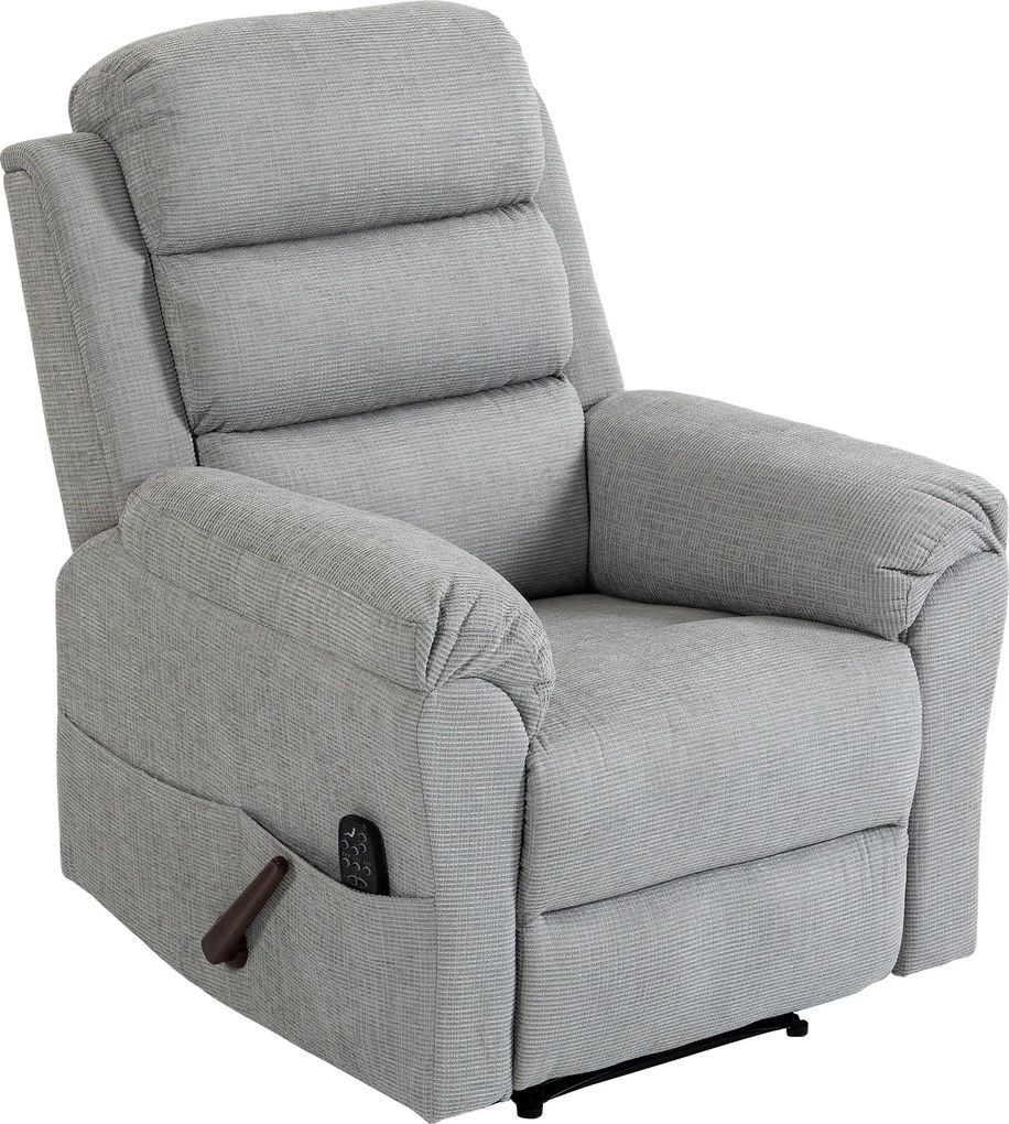HOMCOM Poltrona de Massagem Reclinável Manual 135° Aquecedora, Encosto de Cabeça Regulável, Chenille, Cinza Claro | Aosom Portugal