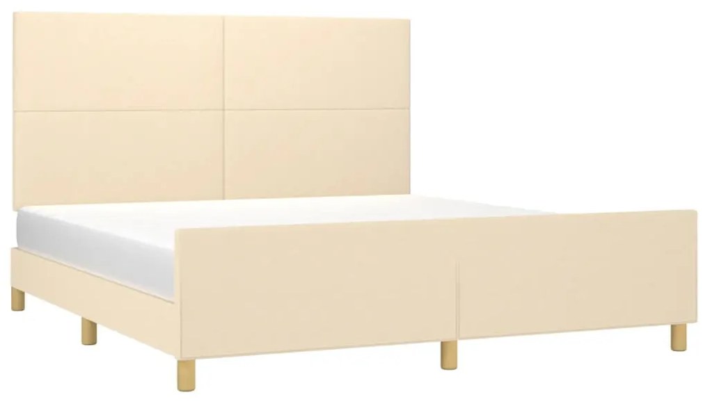 Estrutura de cama sem colchão 180x200 cm tecido cor creme