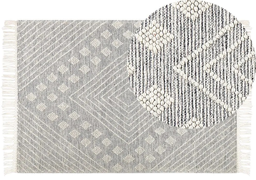 Tapete em lã cinzenta e branca 160 x 230 cm SAVUR Beliani