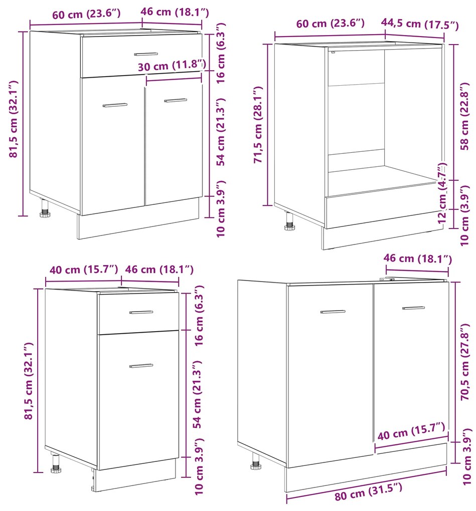 Conjunto de Armários de Cozinha 8 Peças Carvalho Fumado Madeira de Eng