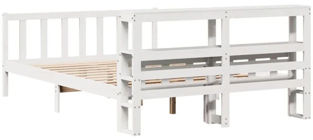 Cama sem colchão 150x200 cm madeira de pinho maciça branco
