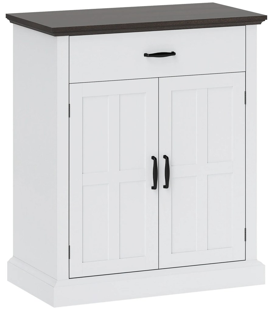HOMCOM Aparador para Sala de Estar Estilo Rústico com 1 Gaveta Prateleira Ajustável 75,2x40x91,5 cm Branco e Madeira | Aosom Portugal