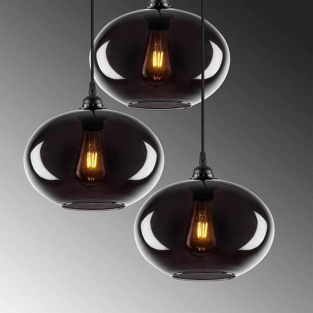 Candeeiro Suspenso Smoked – Fumê – 61 x 61 cm