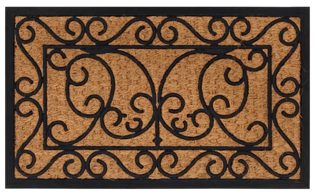 Tapete de porta retangular 45x75 cm borracha e fibra de coco