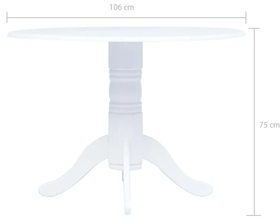 Mesa de jantar 106 cm madeira de seringueira maciça branco