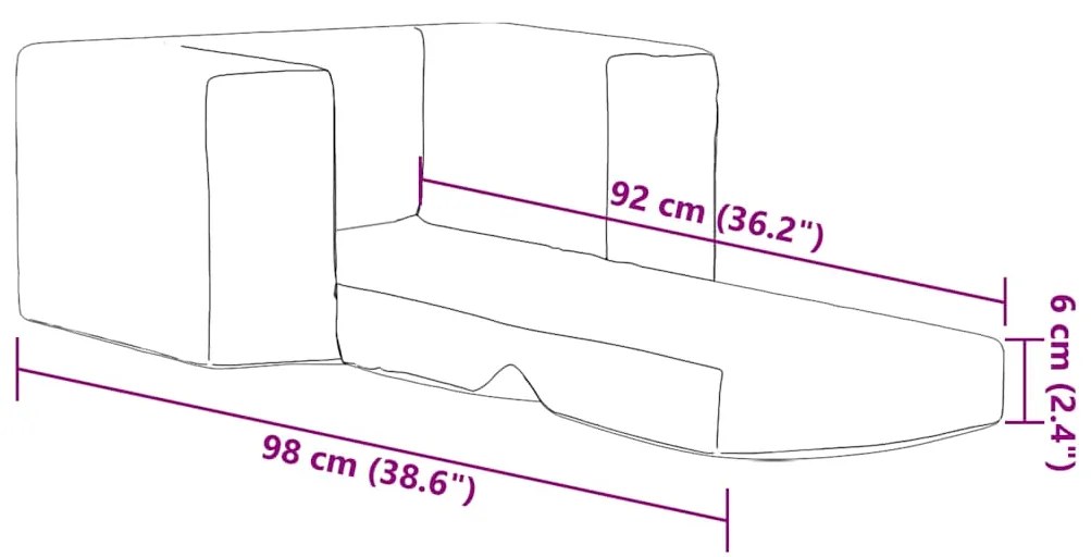 Sofá-cama infantil pelúcia macia cinzento-claro