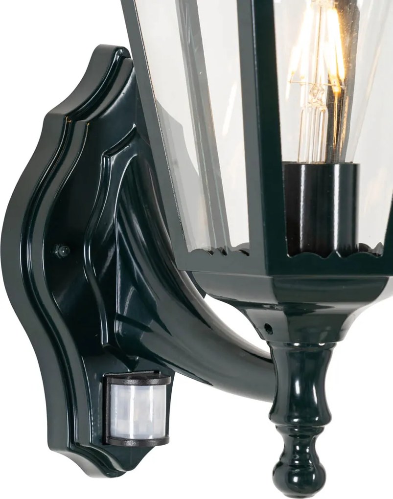 Lanterna de parede externa verde escuro com sensor de movimento IP44 - New Orleans up