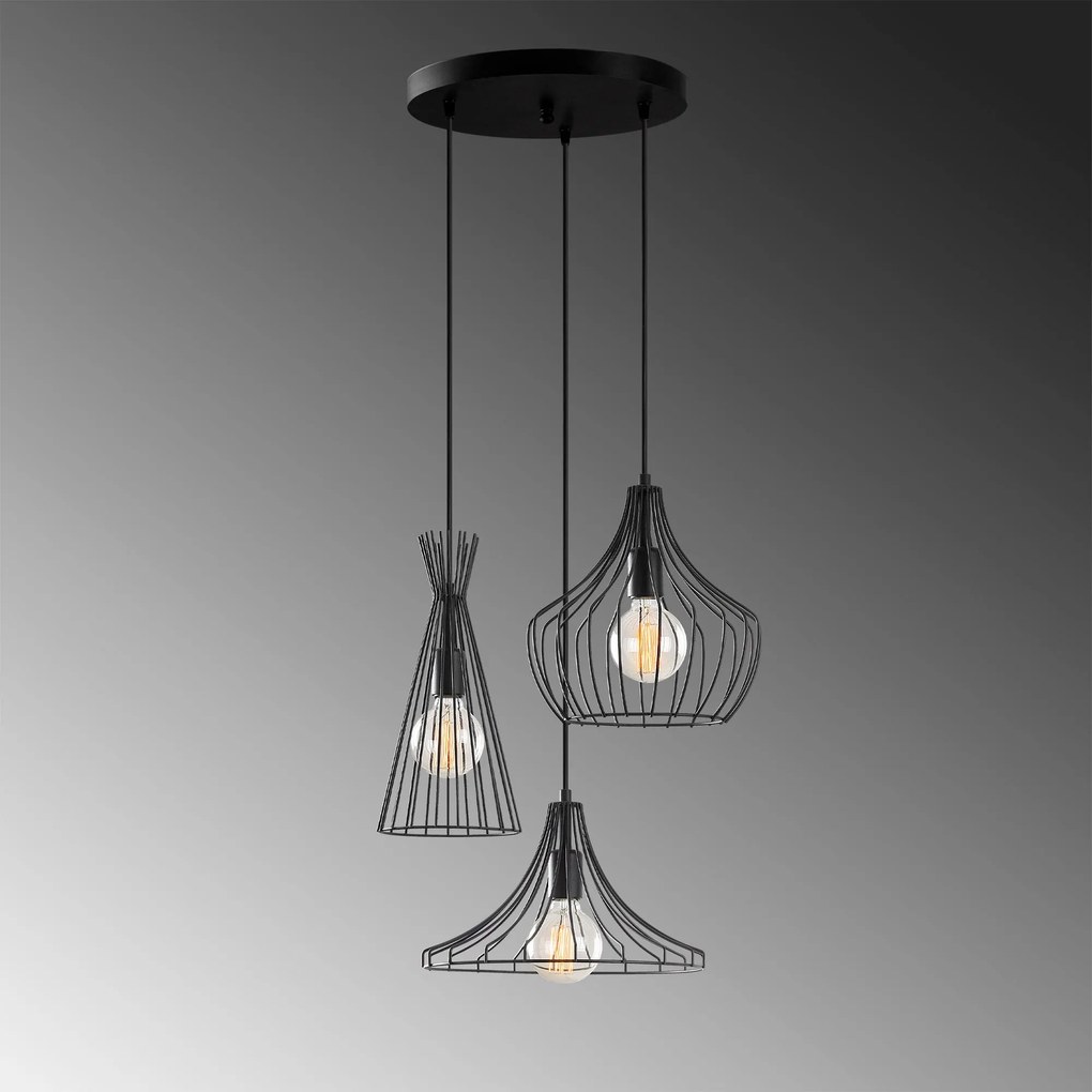 Candeeiro de Teto Mezopotamya – Preto – Ø 55 cm x Altura 113 cm