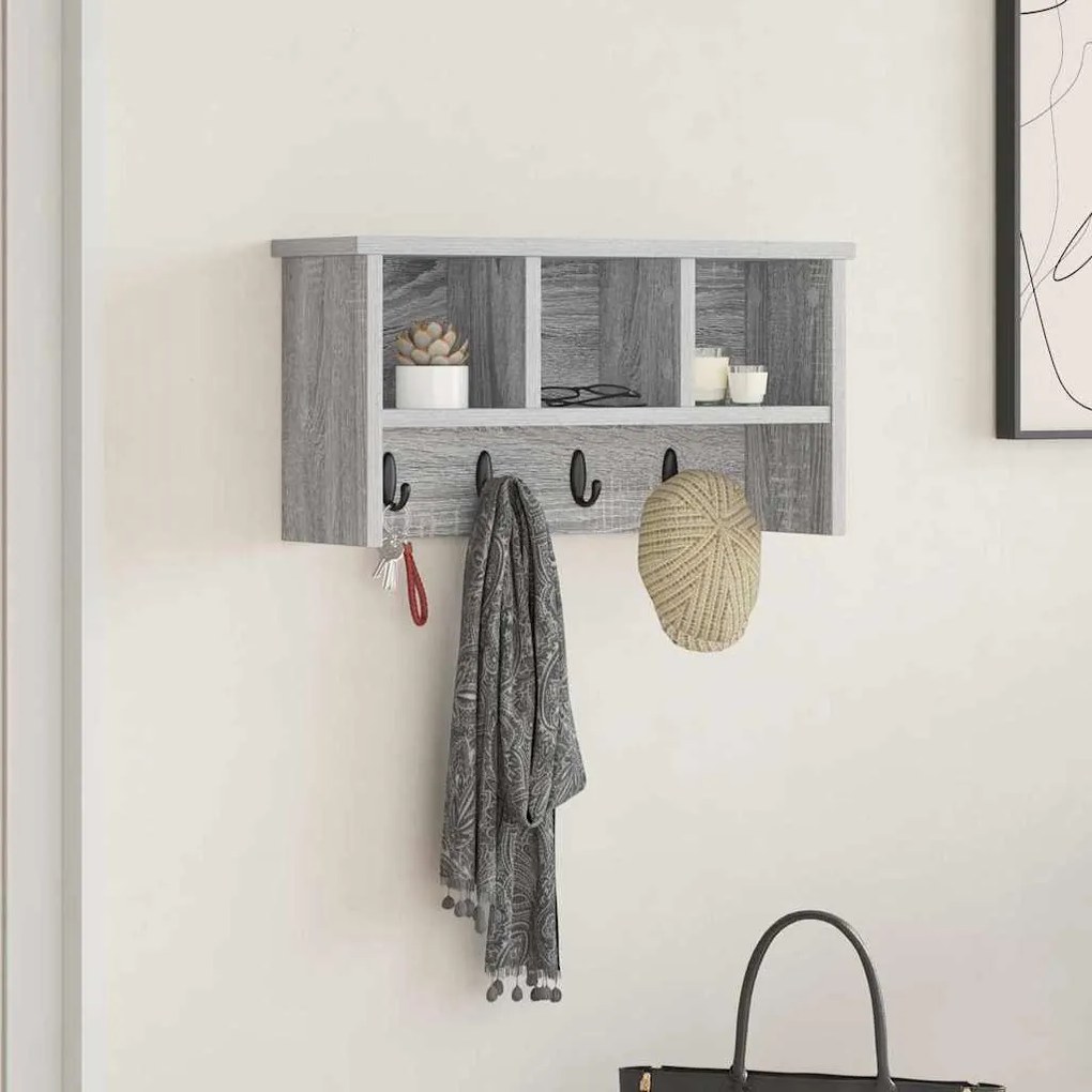 vidaXL Cabideiro de Parede Sonoma cinzento 50 x 16 x 26 cm