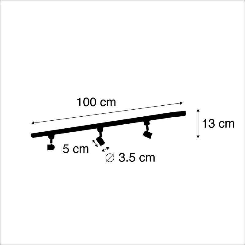 Sistema de calhas moderno monofásico com 3 focos pretos - Jeany