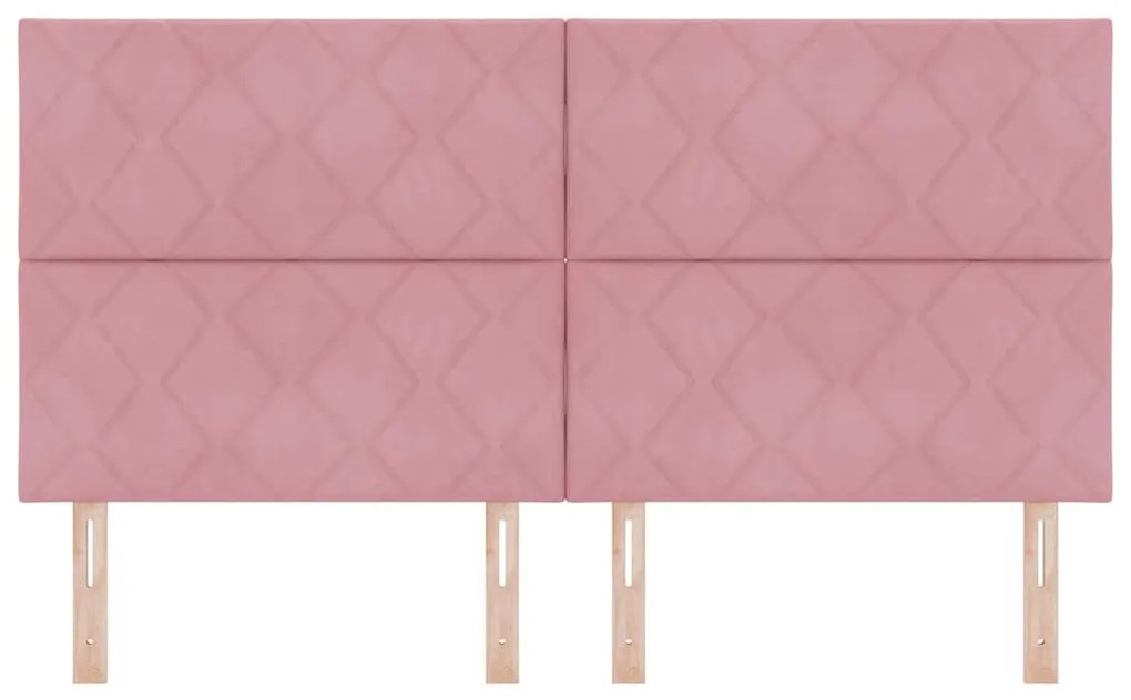 <strong>Cabeceira em veludo rosa</strong> da com design de blocos de d