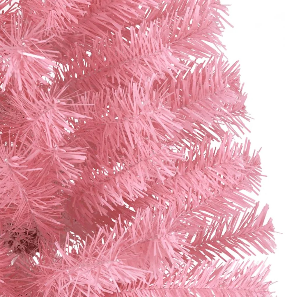 Meia árvore de Natal artificial com suporte 240 cm PVC rosa