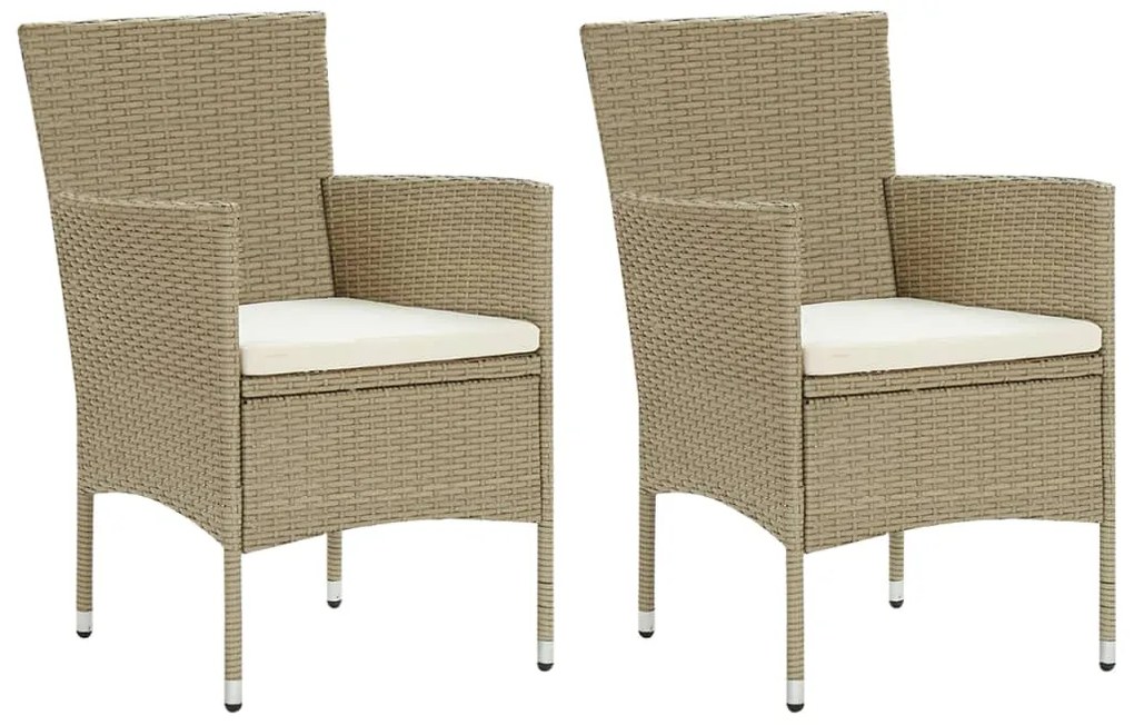 Cadeiras de jantar para jardim 2 pcs vime PE bege